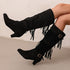 MODISCHE DAMEN WESTERN STIEFEL MIT BLOCKABSATZ – SLIP-ON MID-CALF BOOTS RUTSCHFESTE GUMMISOHLE